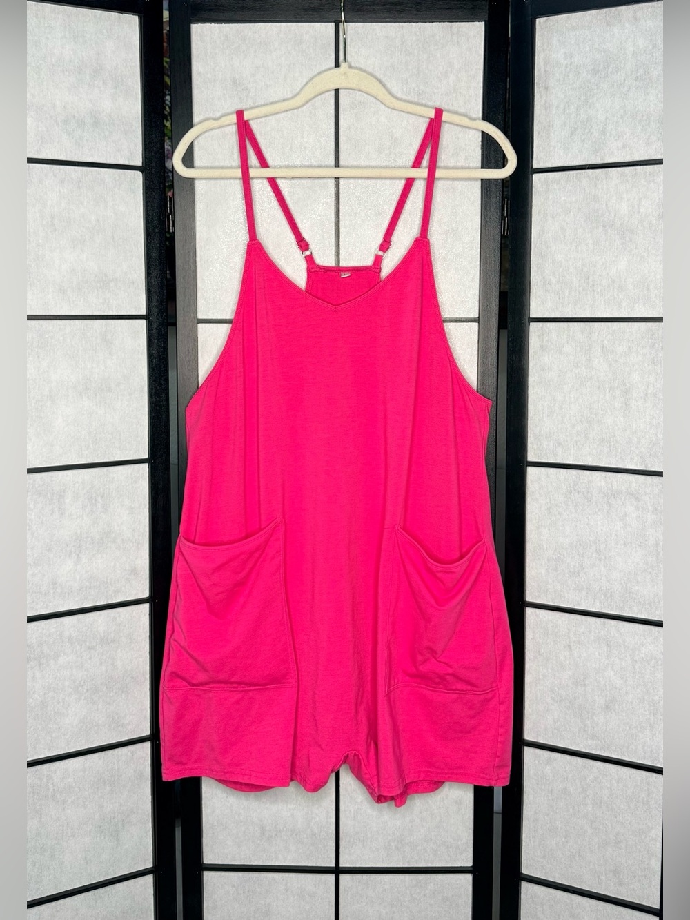 Unbranded Hot Pink Casual Pocket Romper Jumpsuit - Women's Large